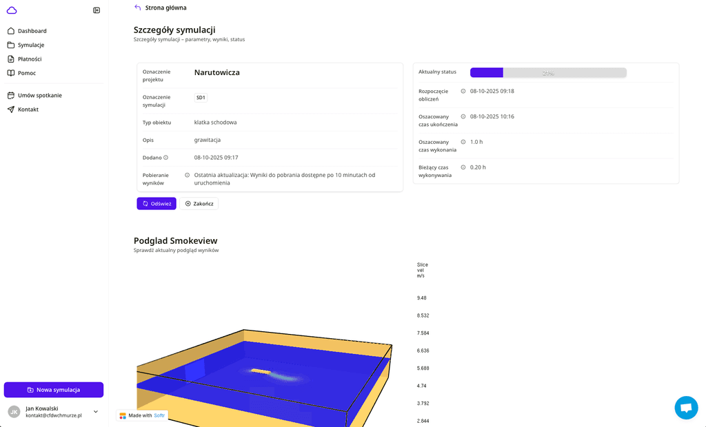 Monitorowanie postępu obliczeń symulacji