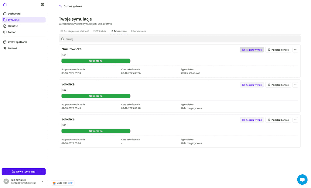 Pobieranie wyników symulacji CFD