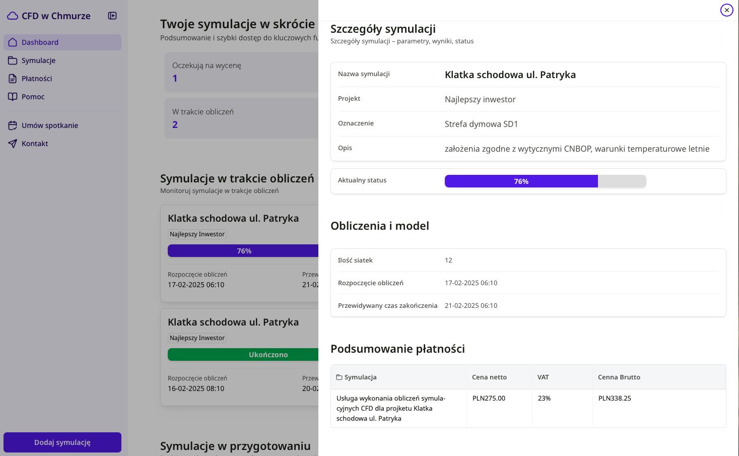 Panel kontrolny CFD w chmurze